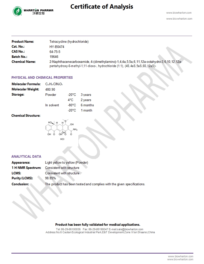 Tetracycline (hydrochloride)-COA wharton