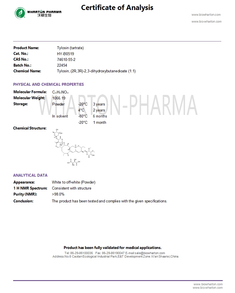 Tylosin (tartrate)-COA wharton